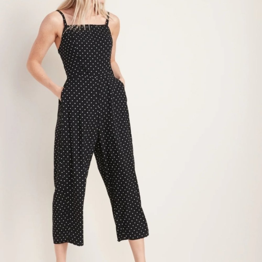 Square Neck Polka Dot Jumpsuit